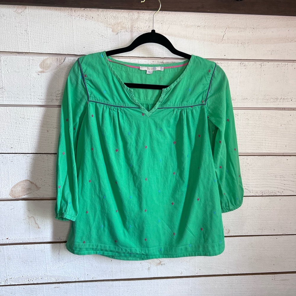 Boden Cotswold Weekend Top Green Size 6